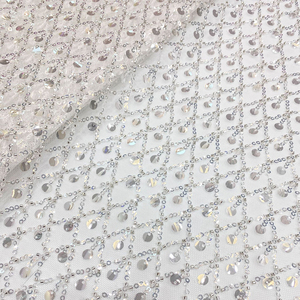 Tissu de broderie de paillettes concaves de mangue de maille extensible pour robes de mode robes sacs chapeaux Textile étincelant - Product Image 2