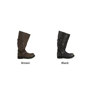 Nouvelles <span class=keywords><strong>Bottes</strong></span> Mi-Mollet Femme Style Automne/Hiver à Talon Carré et Plateforme, Bout Rond, Manchette en Caoutchouc, <span class=keywords><strong>Bottes</strong></span> Chevalier à Tige Large - Product Image 5