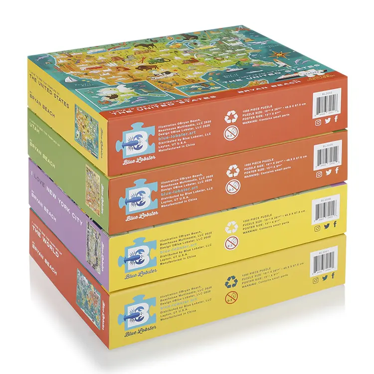Aangepaste Full Color Papier Grijs Bord Volwassen Puzzel Wereldkaart Puzzel Puzzel Aangepaste Spel Puzzels 1000 Stukjes