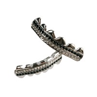 Grillz en laiton avec strass et trou percé pour hommes, bijoux dentaires Hip Hop, en stock, vente en gros, petite commande, cadeau de fête