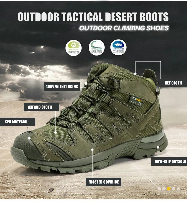 Outdoor Training Adventure Sport Hiking Shoes Camping Climbing Mountain Shoes Leather Boots