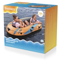 Bestway 61139/61141 Kondor Elite 2000 Raft gonflable 1,96 m Bateau gonflable en PVC Bateau à rames pour la pêche, la dérive et les sports nautiques