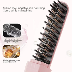 Cepillo Alisador de Cabello Iónico Inalámbrico, Diseño de Cápsula Portátil, Uso en Seco/Húmedo, Antiencrespamiento y Seguro para Uso Doméstico - Product Image 6