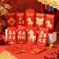Enveloppe en papier personnalisée pour le Nouvel An, enveloppe cadeau en papier personnalisée pour l'argent, enveloppe rouge pour l'argent 2026 pour le Nouvel An chinois