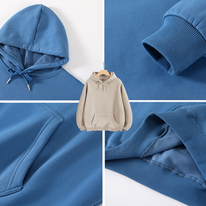 Sweat à capuche unisexe épais et lourd en coton 100% uni pour l'hiver, surdimensionné, avec impression de logo personnalisé du fabricant pour hommes - Product Image 3