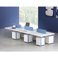 Poste de travail modulaire pour espace de coworking, bureau pour 2, 4 ou 6 personnes avec cloison d'intimité et gestion intégrée des câbles