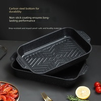 Plaque de cuisson carrée multifonctionnelle en acier au carbone pour poisson grillé, compatible induction et barbecue, avec couvercle en verre, usage commercial