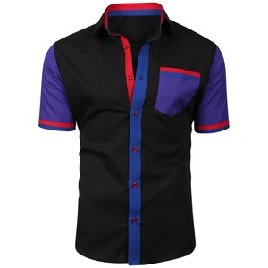 เสื้อเชิ้ตแขนสั้นคอปกตัดสีสำหรับผู้ชาย - Product Image 3