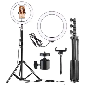 Lampu Ring 10 Inci Ponsel Tripod, Lampu Tripod Led Ponsel dengan Lampu Cincin