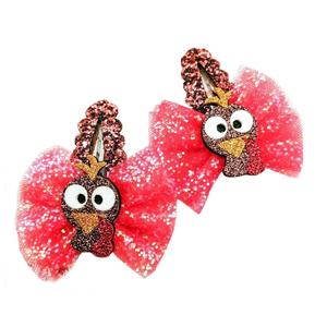 Vente flash, pinces à cheveux fantaisie en tissu scintillant, motif de poussin de Pâques, pour les filles mignonnes, utilisation en fête - Product Image 1