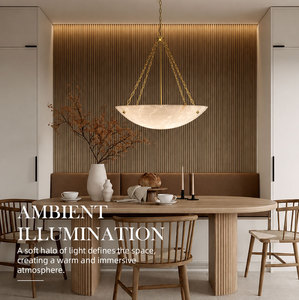 Luxury Alabaster Effect Bowl Pendant Light Natural Texture <b>Shade</b> For Dining Table Living Room Residential Indoor Lighting Projec - Product Image 1