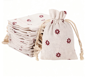 Sac pochette à cordon en coton et lin imprimé de logo personnalisé sac à cordon en toile pour bijoux sac à poussière en coton - Product Image 4