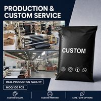 Enveloppe en polyéthylène biodégradable noir mat avec logo personnalisé, durable, écologique, pour l'expédition et l'emballage de vêtements