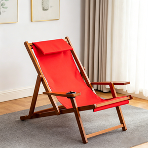 Silla de Playa <span class=keywords><strong>Plegable</strong></span> de <span class=keywords><strong>Madera</strong></span> Maciza al por Mayor del Fabricante, <span class=keywords><strong>Tumbona</strong></span> de <span class=keywords><strong>Lona</strong></span> Oxford para Playa con Portavasos - Product Image 3