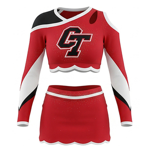 ชุดยูนิฟอร์มเชียร์ลีดเดอร์หญิง ชุดออกแบบโลโก้เอง ประดับคริสตัล ชุดเชียร์ลีดเดอร์เยาวชน ผ้าสแปนเด็กซ์/โพลีเอสเตอร์ สำหรับการแข่งขัน - Product Image 3