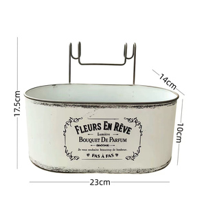 Pots à fleurs en fer forgé de style <span class=keywords><strong>japonais</strong></span> et coréen, pots à fleurs de style français, seaux à fleurs ovales rétro à fixer au mur pour la décoration du <span class=keywords><strong>jardin</strong></span> - Product Image 5