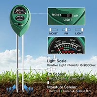 Testeur d'humidité du sol et de pH portable 3-en-1 avec sonde en plastique, plage de 3,5-8pH, mesure précise pour plantes d'intérieur/extérieur
