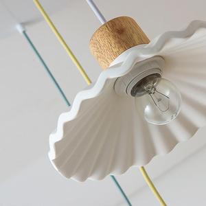Luminaire suspendu plissé en ciment coloré de style nordique, E27, commande par interrupteur LED, pour l'éclairage d'entrée de maison - Product Image 3