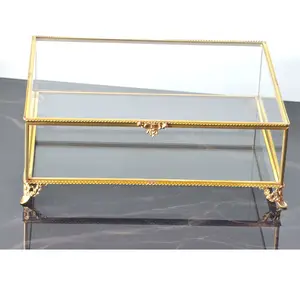 Gold Metal Packaging Storage Organizer Luxury Glass Women <strong>Girls</strong> Small Luxury <strong>Jewellery</strong> Gift <strong>Box</strong> - Product Image 6
