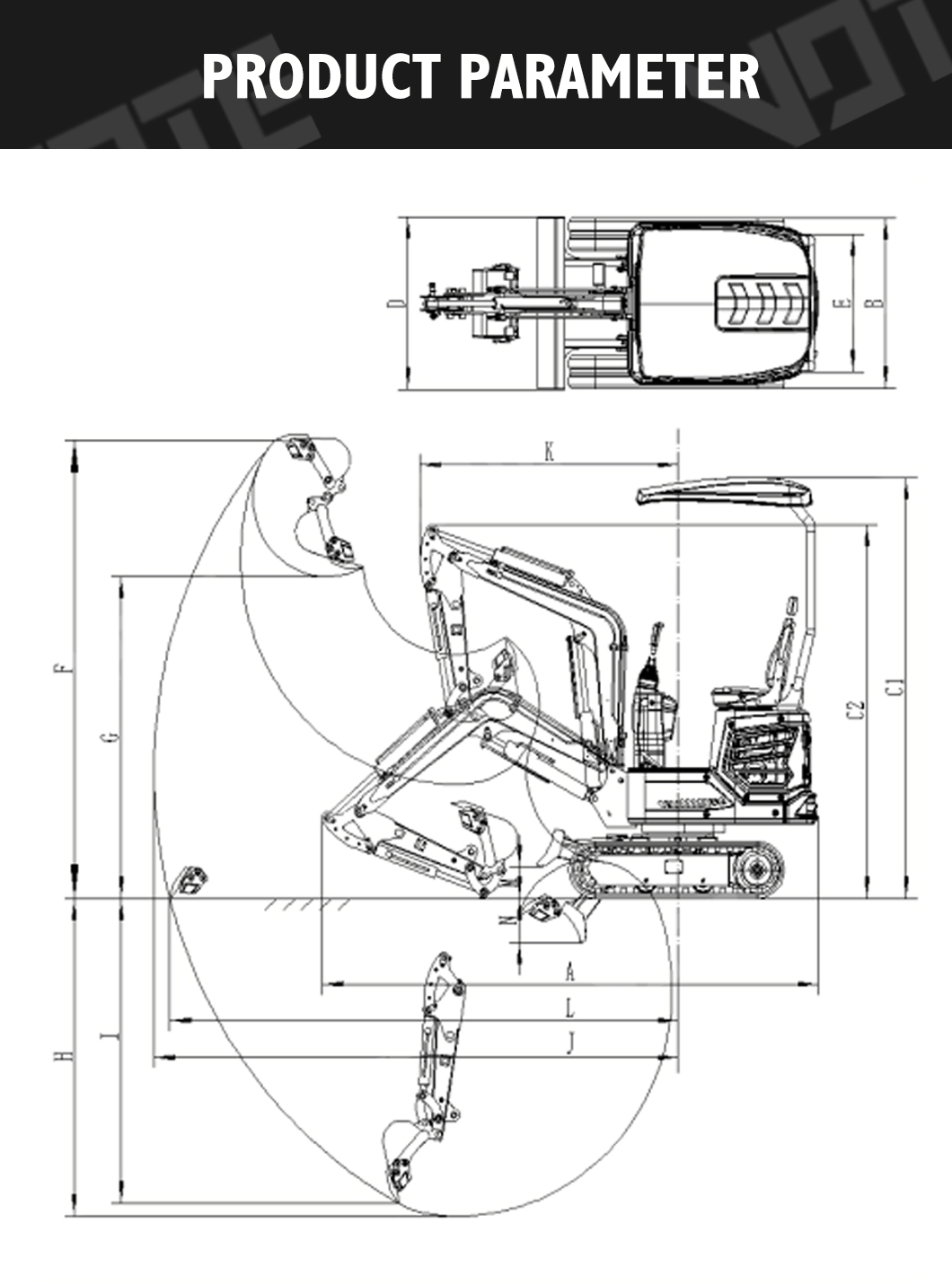 Rated Power 1.2 Ton Excavator Small Bare Weight Mini Excavator 1 Ton Working Good Traction China Produced
