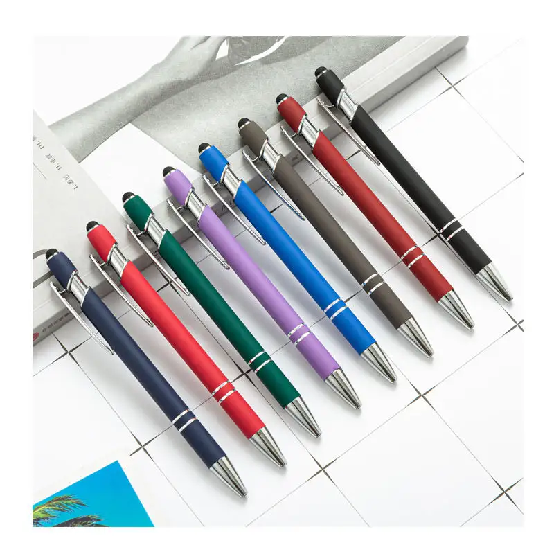 חם 2 ב 1 קידום מכירות Stylus מסך כדור עט מתכת Stylus כדורי עט עם לוגו מותאם אישית