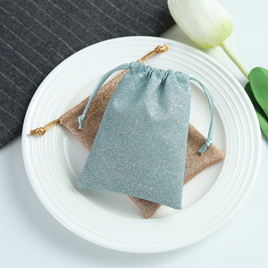 Sacs en velours à cordon pour bijoux étincelants, 8x10cm, pour ranger les bagues, le rouge à lèvres, emballage cadeau - Product Image 3
