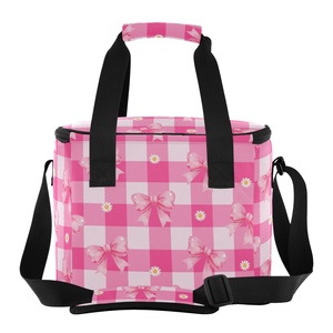 New Arrival Custom Pink Bows Print Large Capacity Waterproof Insulated <b>Cooler</b> Bags Thermal Lunch Bag for Women Men - Product Image 2