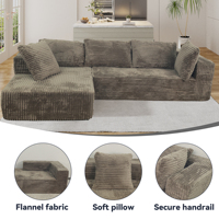 Canapé Sectionnel Modulable Comprimé Marron pour Appartement, Canapé de Sol Rembourré en Forme de L, Ensemble de Canapés Sectionnels 2 Places
