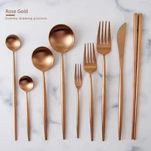 Hochwertige königliche portugiesische Hochzeit 10 Stück Bulk Besteck Roségold Edelstahl Besteck Set