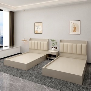 Ensemble de chambre à coucher commercial moderne et économique pour hôtels et appartements – Lit en bois durable et écologique avec têtes de lit rembourrées - Product Image 6