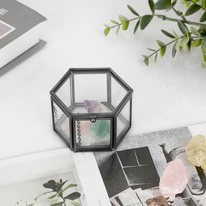Caja de Anillos de Vidrio Vintage para Ceremonia de Boda, Caja Hexagonal Dorada para Guardar Joyas, Estuche de Exhibición de Recuerdos, Regalo Romántico para Despedida de Soltera - Product Image 6