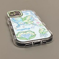 Étui de téléphone portable avec motif de papillon rose, protection 360° pour 16 Pro pour 15 Pro Max