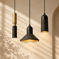 Lampe suspendue en pierre de travertin noir E27 réglable pour îlot de cuisine, salle à manger, décoration intérieure