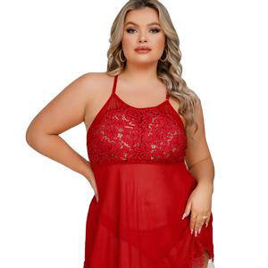 Nieuwe Aankomst Odm Sexy Transparante Kanten Nachthemd Plus Size Erotische Lingerie Voor Vrouwen Verleiding Voor Dikke Vrouwen - Product Image 6
