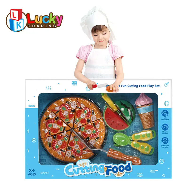 Funny Plastic Sitimulation Pizza Cutting Food Play Set Toy Smart Kitchen Toy For Kids