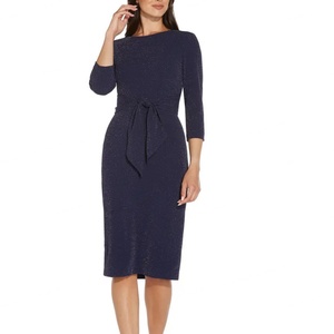 Vestidos Ajustados Azules hasta la Rodilla para Mujer, Vestido Formal con Mangas Largas y Vendaje, Nueva Moda - Product Image 3