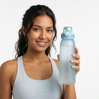 Bouteille d'eau anti-fuite en Tritan+PP avec couvercle à ouverture rapide et paille intégrée – Compatible lave-vaisselle pour l'école, le camping et la randonnée