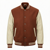 Vestes de baseball personnalisées en gros avec logo, doublure matelassée en polyester, extérieur en laine, manches en cuir PU, vestes universitaires, usine OEM