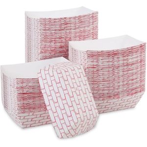 Boardwalk 1 Lbs. Paniers à nourriture en carton grande capacité BWK30LAG100-Rouge/Blanc 1000/carton pour Food Trucks - Product Image 2