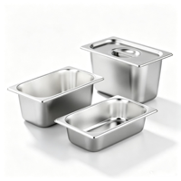 Contenants alimentaires en acier inoxydable GN 1/9 de plusieurs tailles, adaptés au congélateur, petits récipients pour restaurant