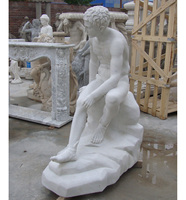 Sculpture de David en marbre grandeur nature sculptée à la main pour jardin extérieur