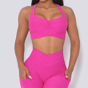Benutzer definierte 3-teilige Sport bekleidung <span class=keywords><strong>Ativo</strong></span> Sport-BH V-Schnitt Fitness Biker Shorts Yoga Leggings Set mit Tasche Nahtlose Sport bekleidung - Product Image 4
