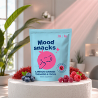 Gomitas de Azafrán de Marca Privada para Mejorar el Estado de Ánimo y la Concentración, Sabor Natural a Bayas, Veganas, Sin Azúcar, Servicio OEM ODM
