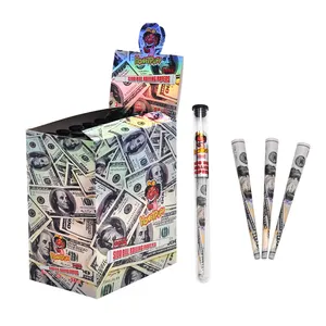 Pre 110Mm Honeypuff Roll Brown Papers Dollar Cones With Plastic Tube Packaging With Box Container