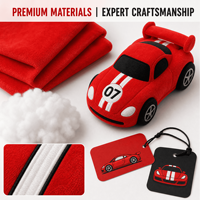 Fabricant de jouets en peluche personnalisés en forme de voitures de course sportives, OEM ODM, vente en gros, animaux en peluche, jouets doux, mascotte, logo haute fidélité