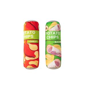 Wholesale Pet Dog <b>Cat</b> Vocal Durable <b>Plush</b> Grinding Teeth Cleaning Bite Resistant Potato Chip Cylinder Stuffed Pet Chew Toys - Product Image 6