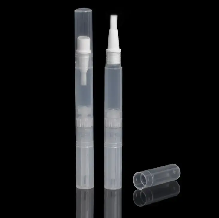 50PCS 3 ML PP labio transparente circular Rotación pluma blanqueadora de dientes, tubo de brillo de labios vacío de 3 ml, tubo recargable de labios vacío de 3 ml