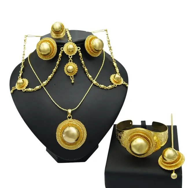 high quality Romania jewelry costume jewelry 24k Brazilians plate gold wedding bridal luxury jewelry set
