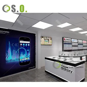 Özelleştirilmiş telefon mağazası mobilya cep telefonu mağaza tezgahı tasarım cep telefonu aksesuarları Kiosk izle vitrin
