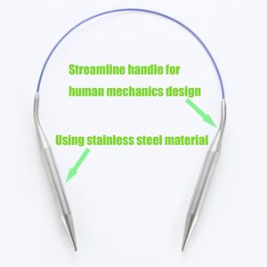 Aiguilles à tricoter circulaires Indskill, taille 6, 4 mm, en acier inoxydable, avec cordon rouge, ensemble d'aiguilles ergonomiques en métal pour la couture à la main - Product Image 3